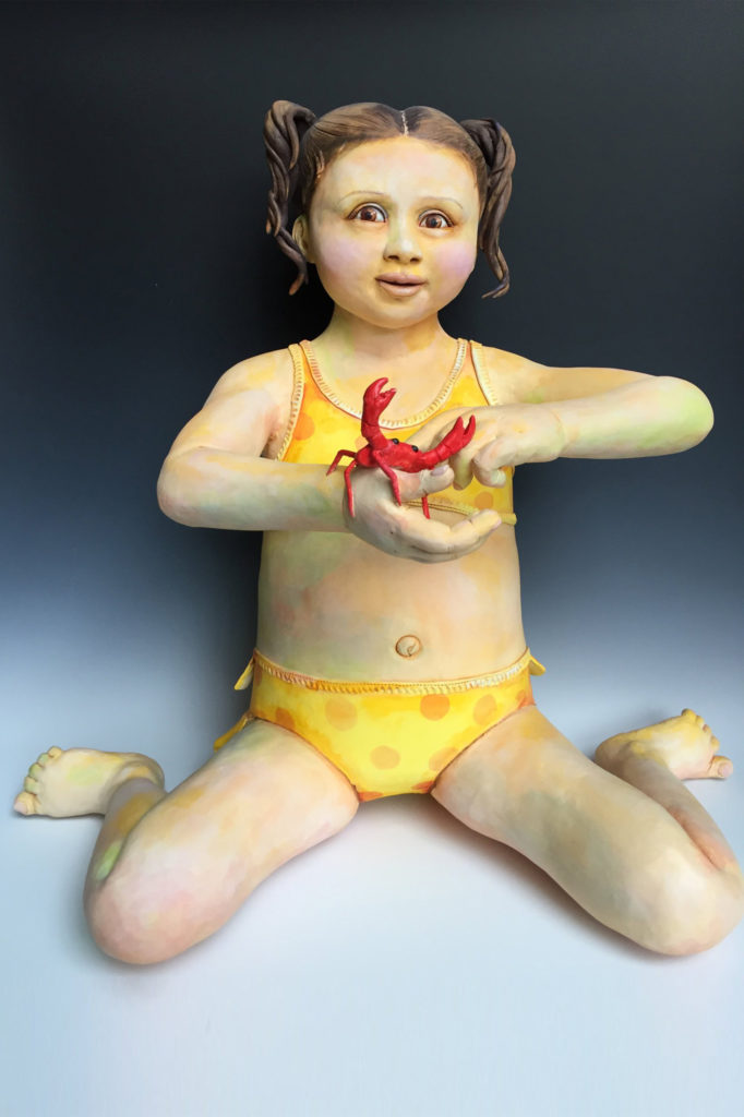 Girl - Figurative Ceramic Sculpture by Edrian Thomidis