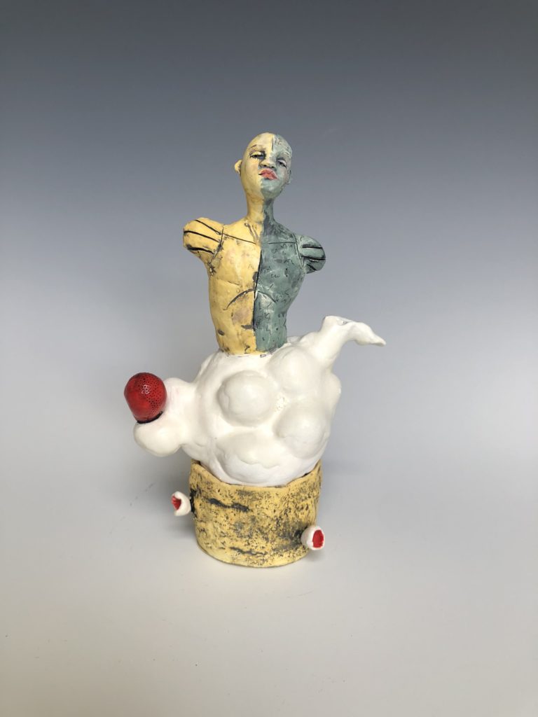 In the Clouds - Figurative Ceramic Sculpture by Edrian Thomidis