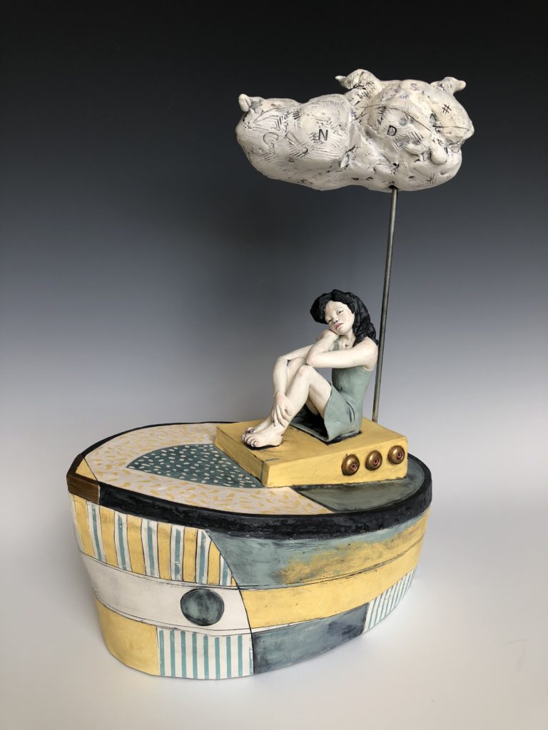 Loneliness - Figurative Ceramic Sculpture by Edrian Thomidis