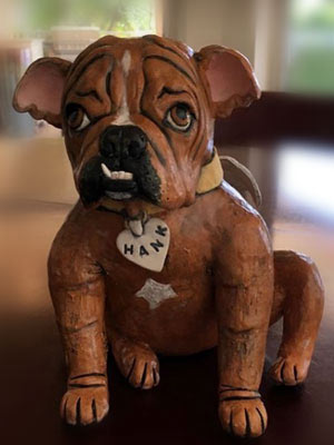 Custom Pet Portrait Ceramic Sculpture of Bulldog