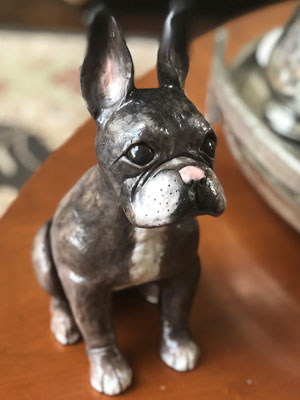 Custom Pet Portrait Ceramic Sculpture of French Bulldog