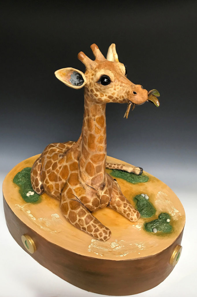 Contemporary Sculpture of Baby Giraffe by Edrian Thomidis